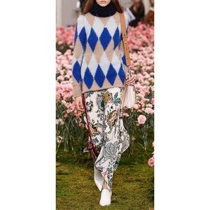 Tory Burch Libby Argyle Wool Turtleneck 
